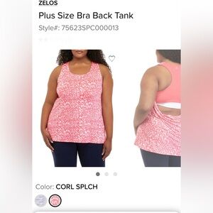 NWOT ZELOS Pink Patterned Tank Top 3X
